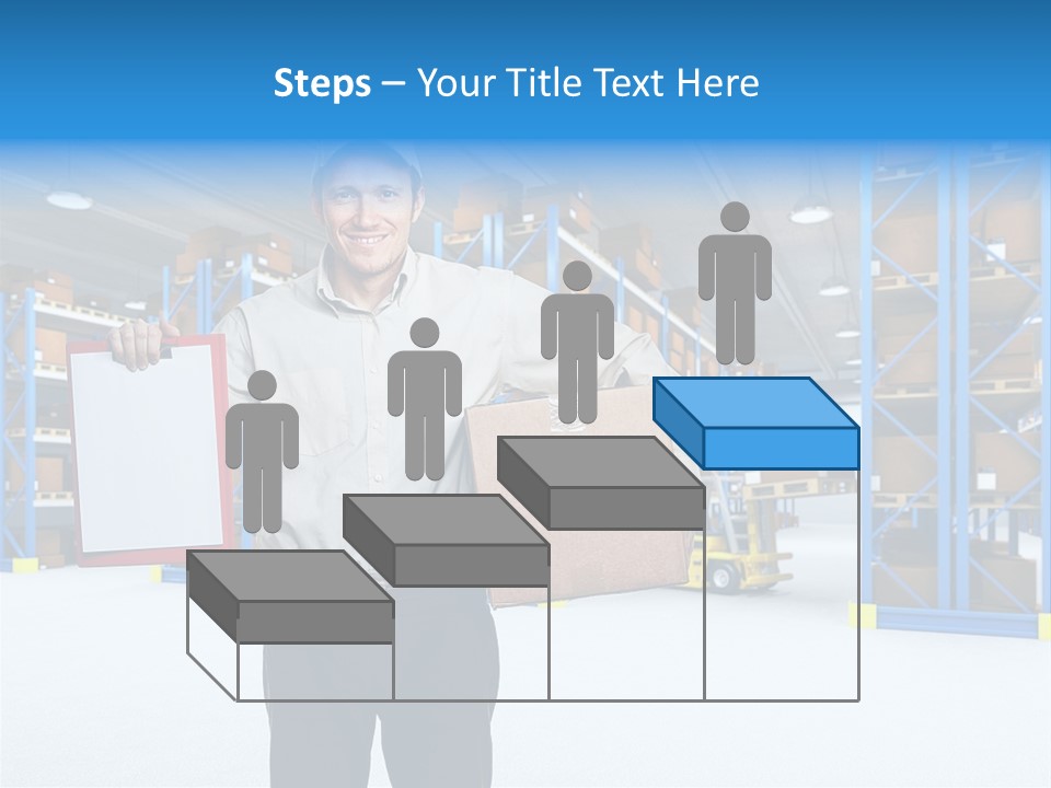 A Man Standing In A Warehouse Holding A Clipboard PowerPoint Template