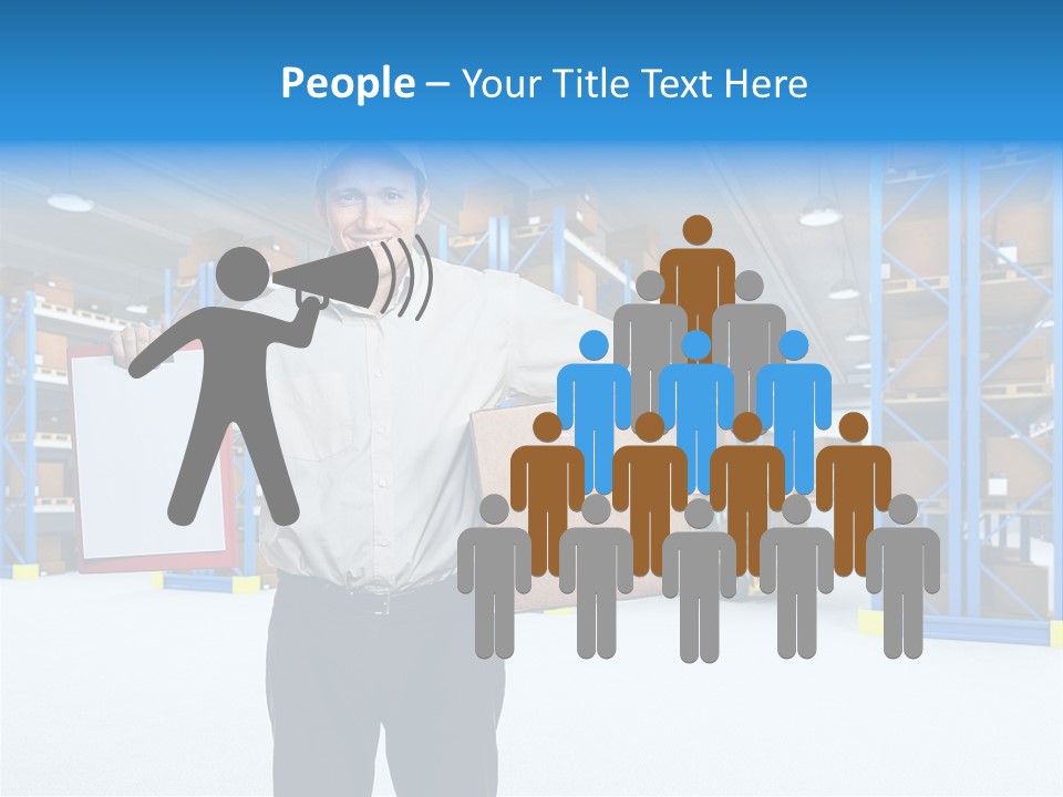 A Man Standing In A Warehouse Holding A Clipboard PowerPoint Template