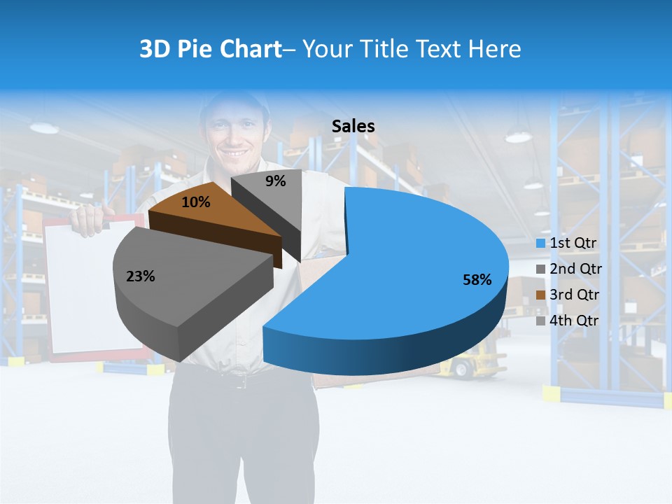 A Man Standing In A Warehouse Holding A Clipboard PowerPoint Template