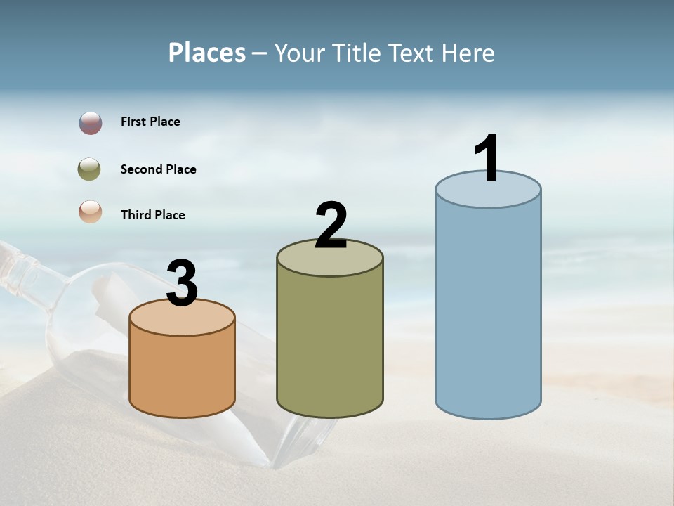A Message In A Bottle On A Sandy Beach PowerPoint Template