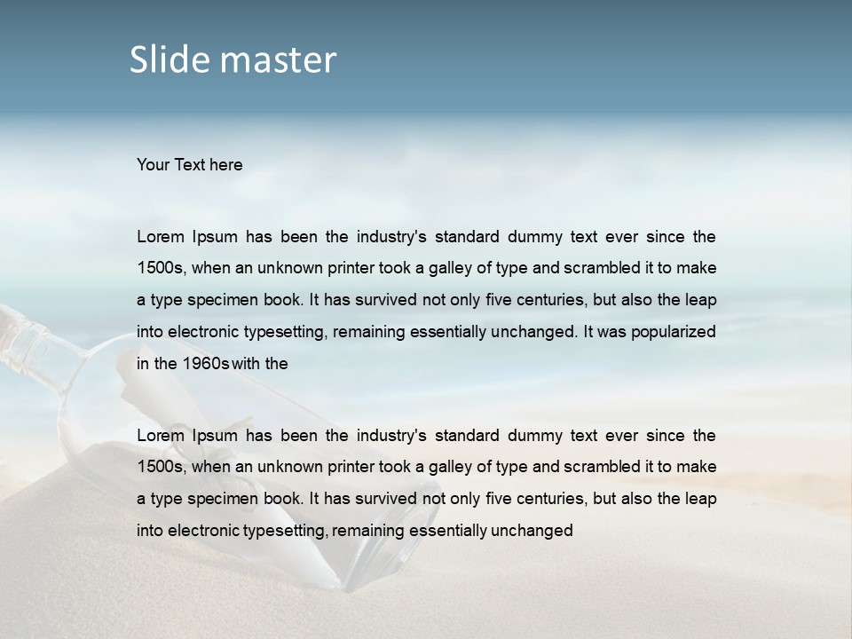 A Message In A Bottle On A Sandy Beach PowerPoint Template