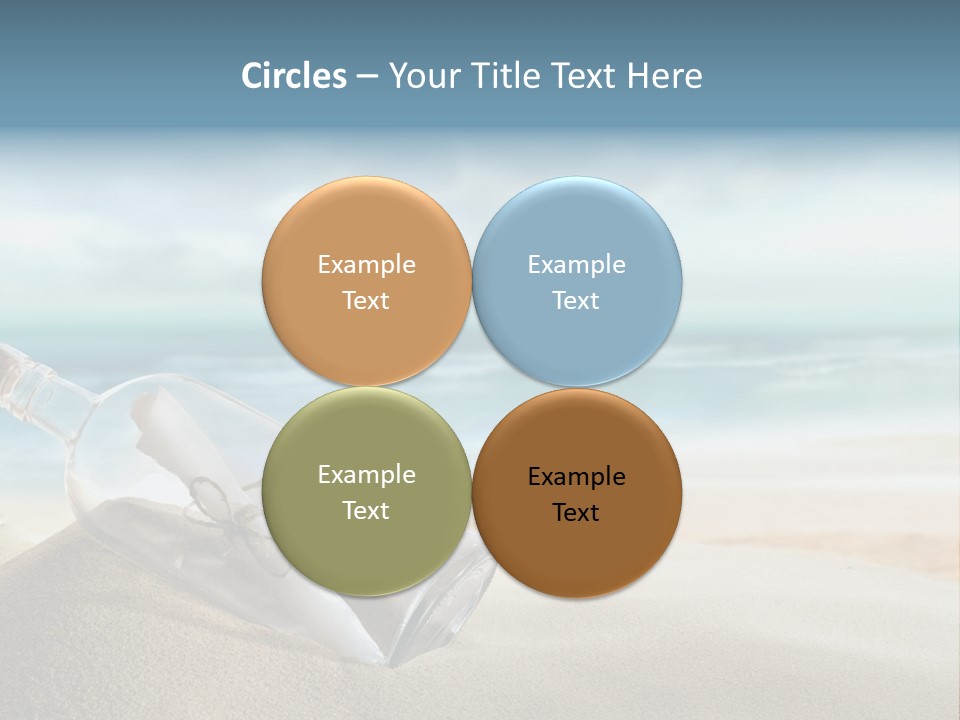 A Message In A Bottle On A Sandy Beach PowerPoint Template