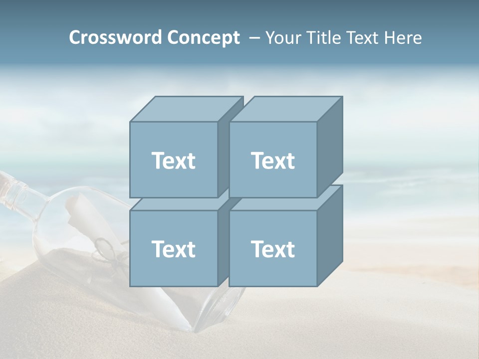 A Message In A Bottle On A Sandy Beach PowerPoint Template
