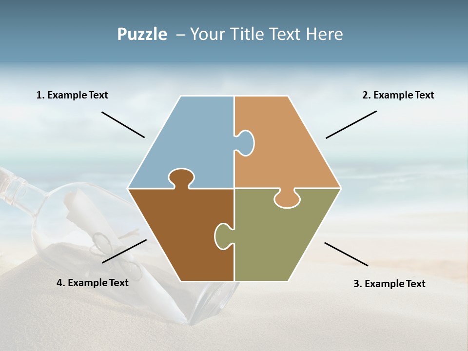 A Message In A Bottle On A Sandy Beach PowerPoint Template