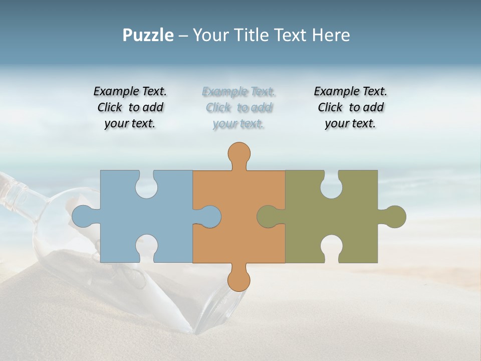 A Message In A Bottle On A Sandy Beach PowerPoint Template
