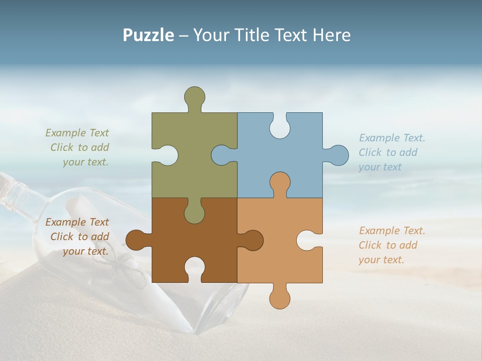 A Message In A Bottle On A Sandy Beach PowerPoint Template