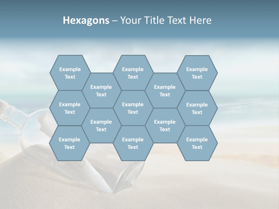 A Message In A Bottle On A Sandy Beach PowerPoint Template