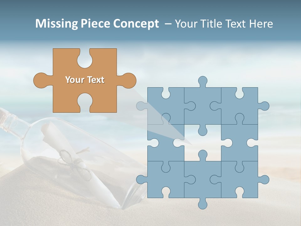A Message In A Bottle On A Sandy Beach PowerPoint Template