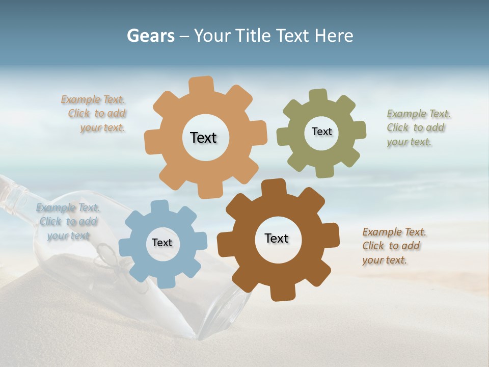 A Message In A Bottle On A Sandy Beach PowerPoint Template