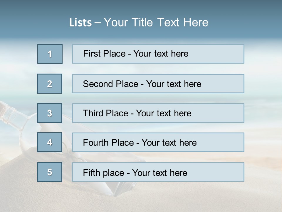 A Message In A Bottle On A Sandy Beach PowerPoint Template