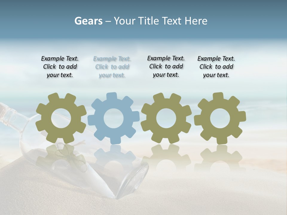 A Message In A Bottle On A Sandy Beach PowerPoint Template