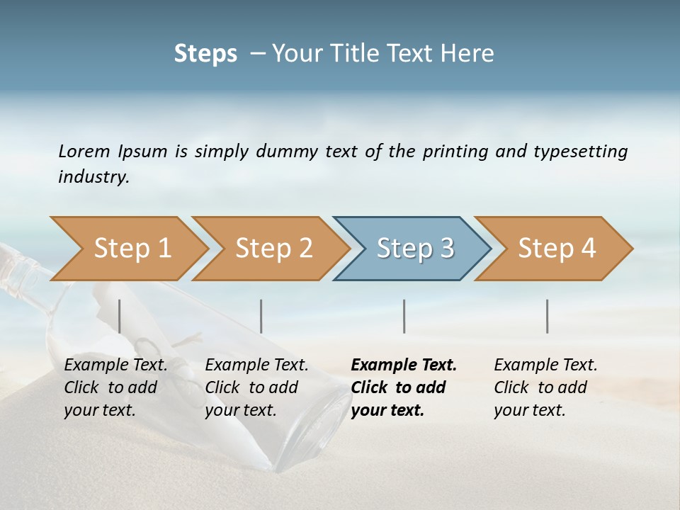 A Message In A Bottle On A Sandy Beach PowerPoint Template