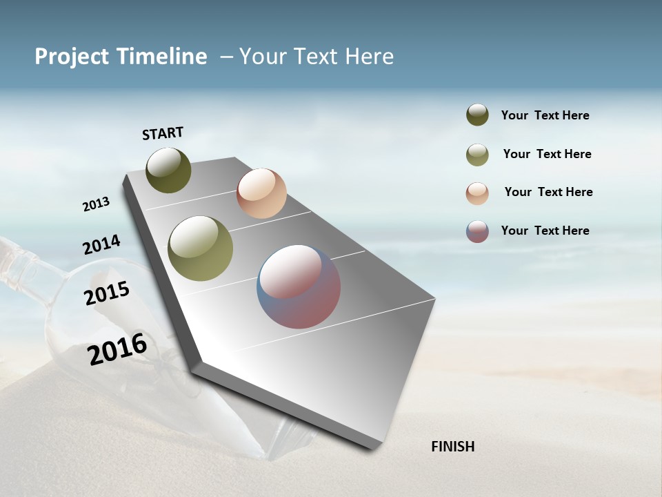 A Message In A Bottle On A Sandy Beach PowerPoint Template