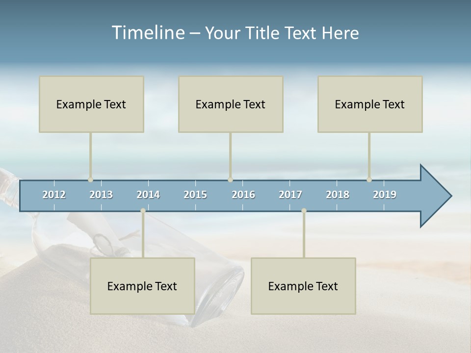 A Message In A Bottle On A Sandy Beach PowerPoint Template