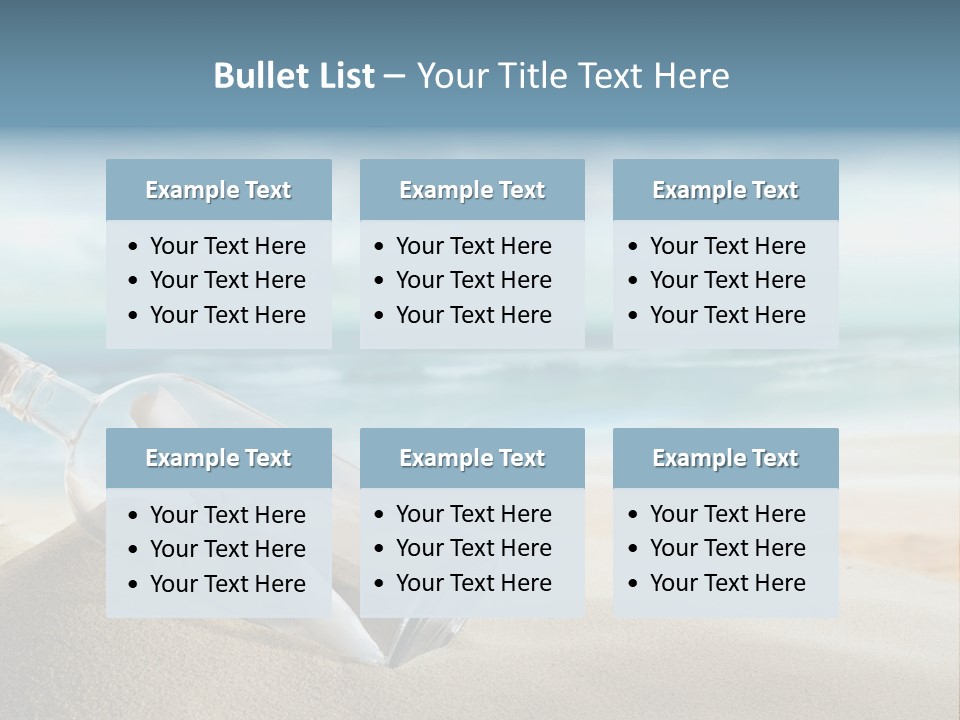 A Message In A Bottle On A Sandy Beach PowerPoint Template