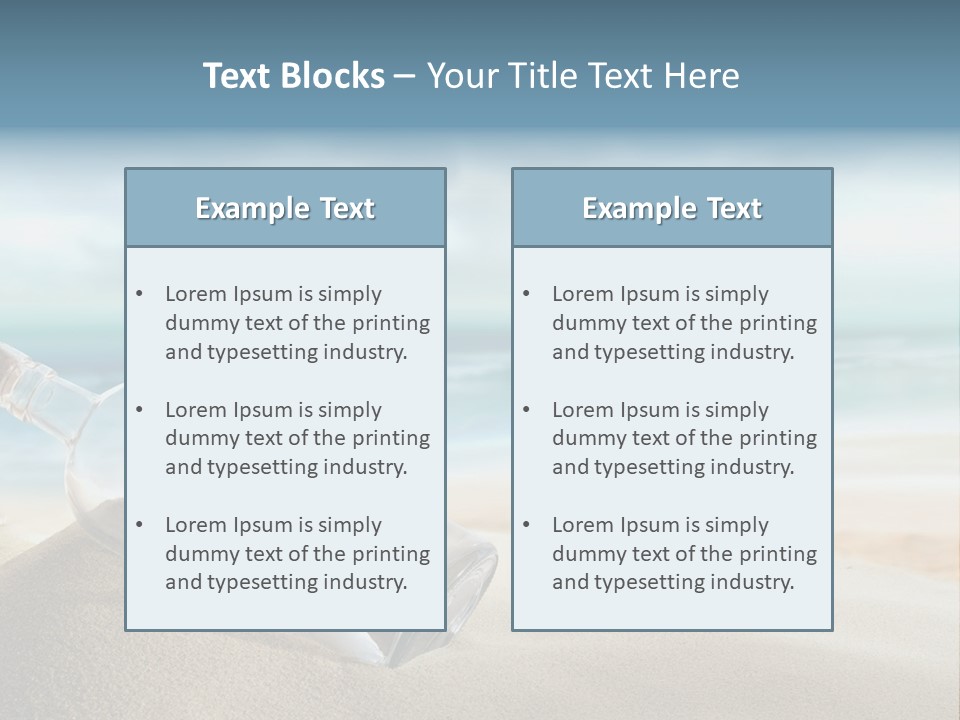 A Message In A Bottle On A Sandy Beach PowerPoint Template