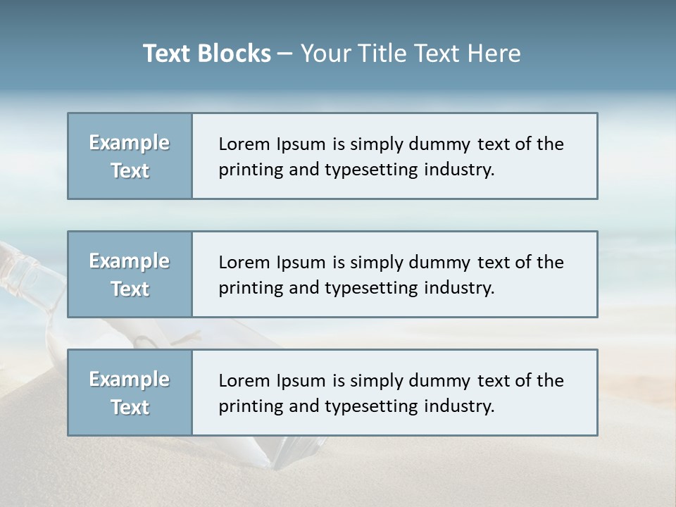 A Message In A Bottle On A Sandy Beach PowerPoint Template