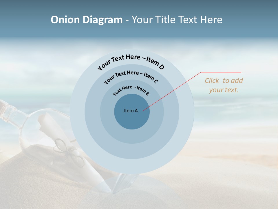 A Message In A Bottle On A Sandy Beach PowerPoint Template
