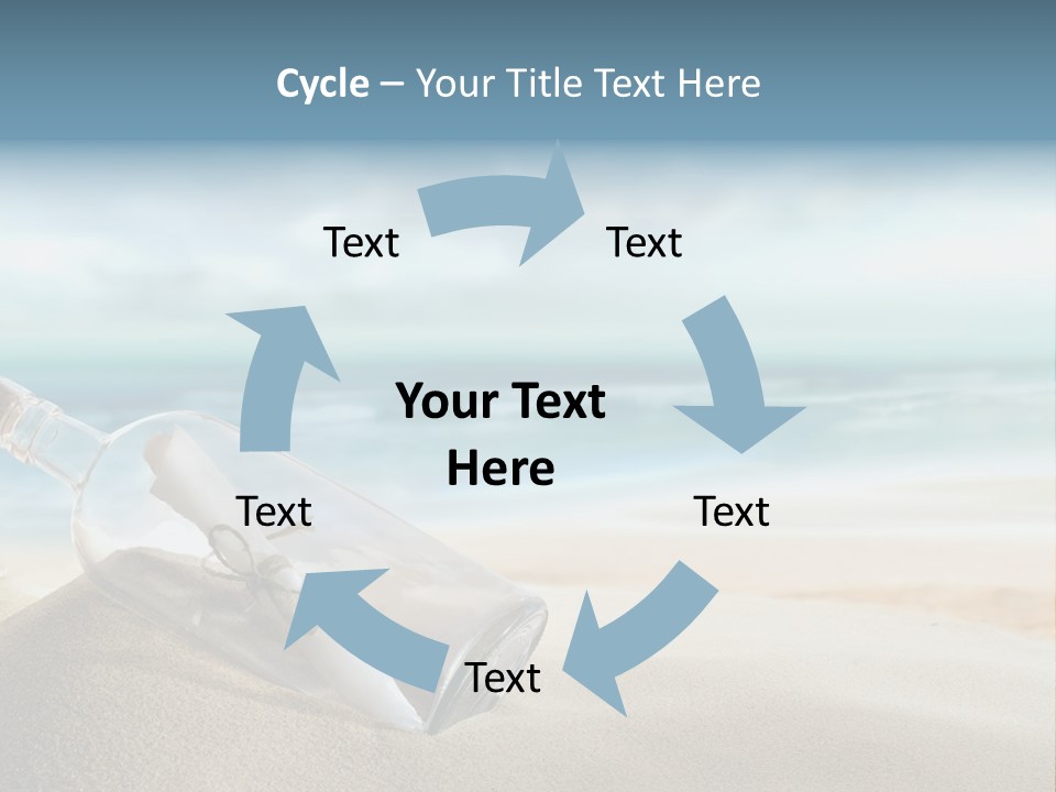 A Message In A Bottle On A Sandy Beach PowerPoint Template