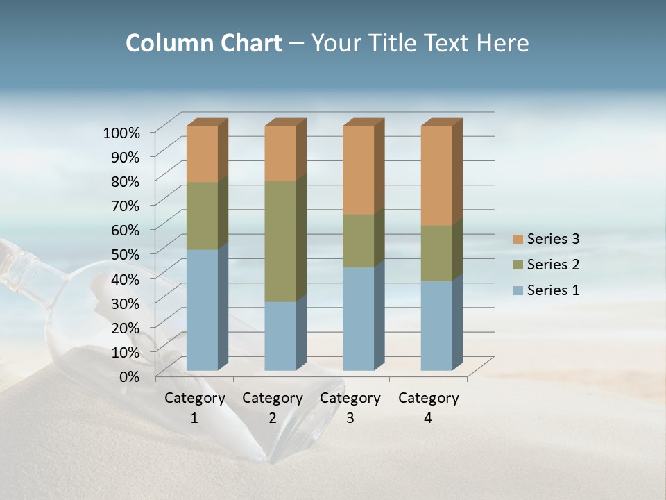 A Message In A Bottle On A Sandy Beach PowerPoint Template