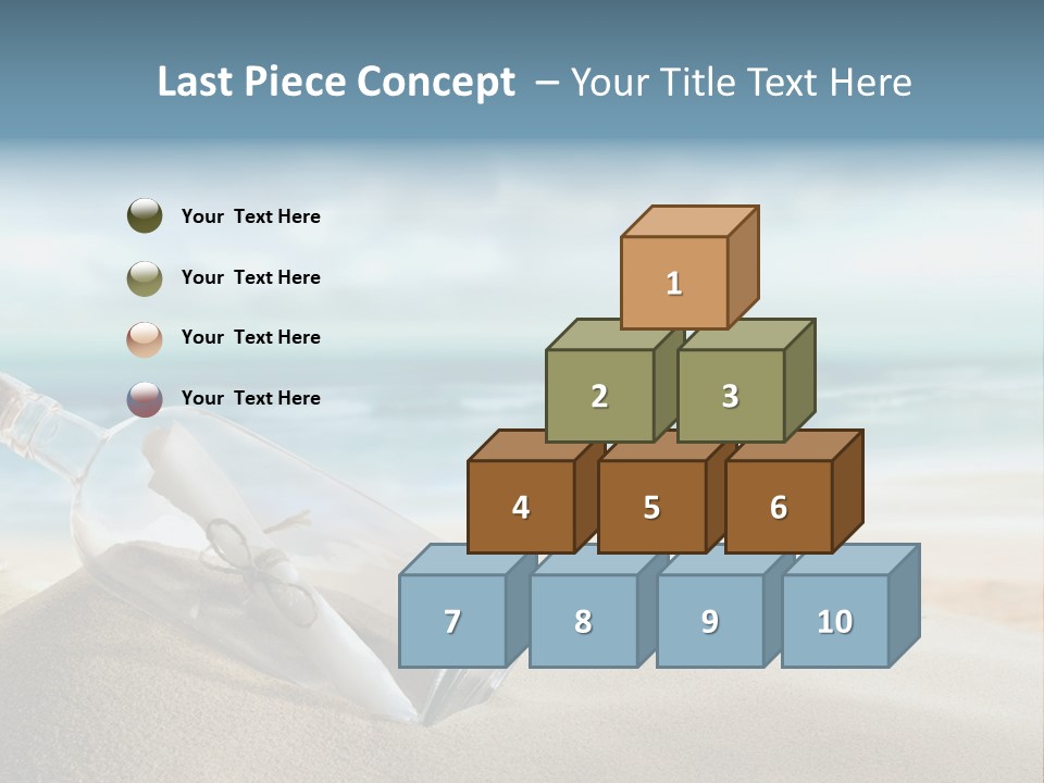 A Message In A Bottle On A Sandy Beach PowerPoint Template