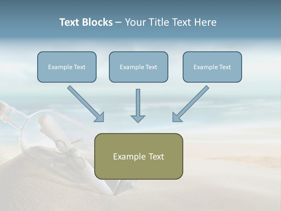 A Message In A Bottle On A Sandy Beach PowerPoint Template