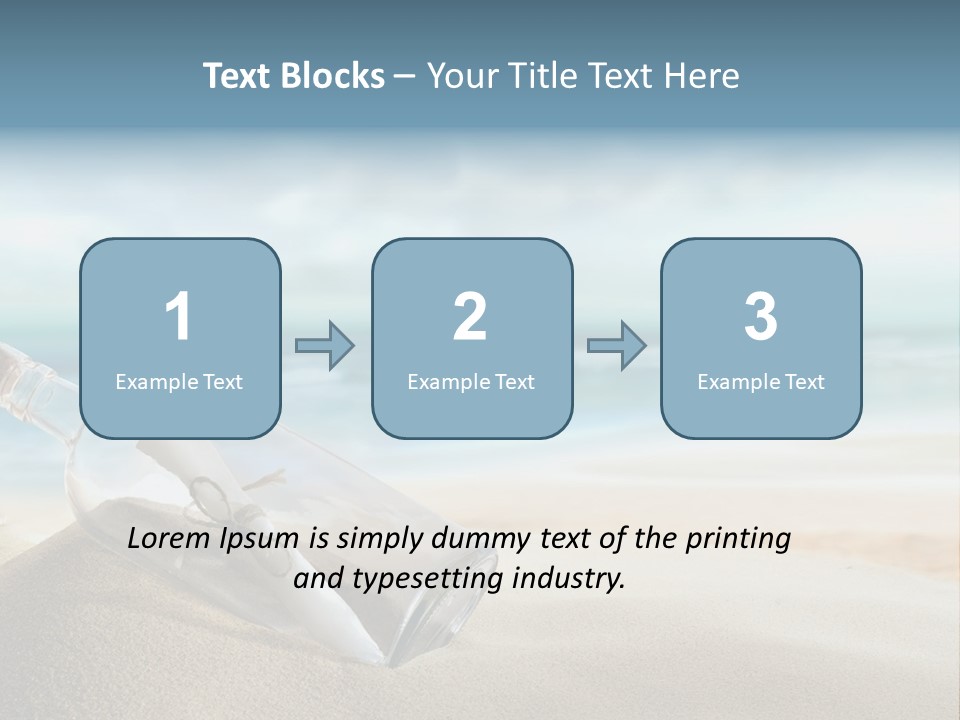 A Message In A Bottle On A Sandy Beach PowerPoint Template