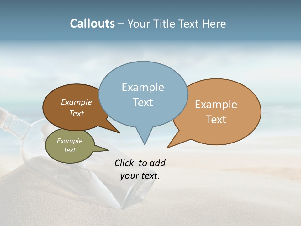 A Message In A Bottle On A Sandy Beach PowerPoint Template