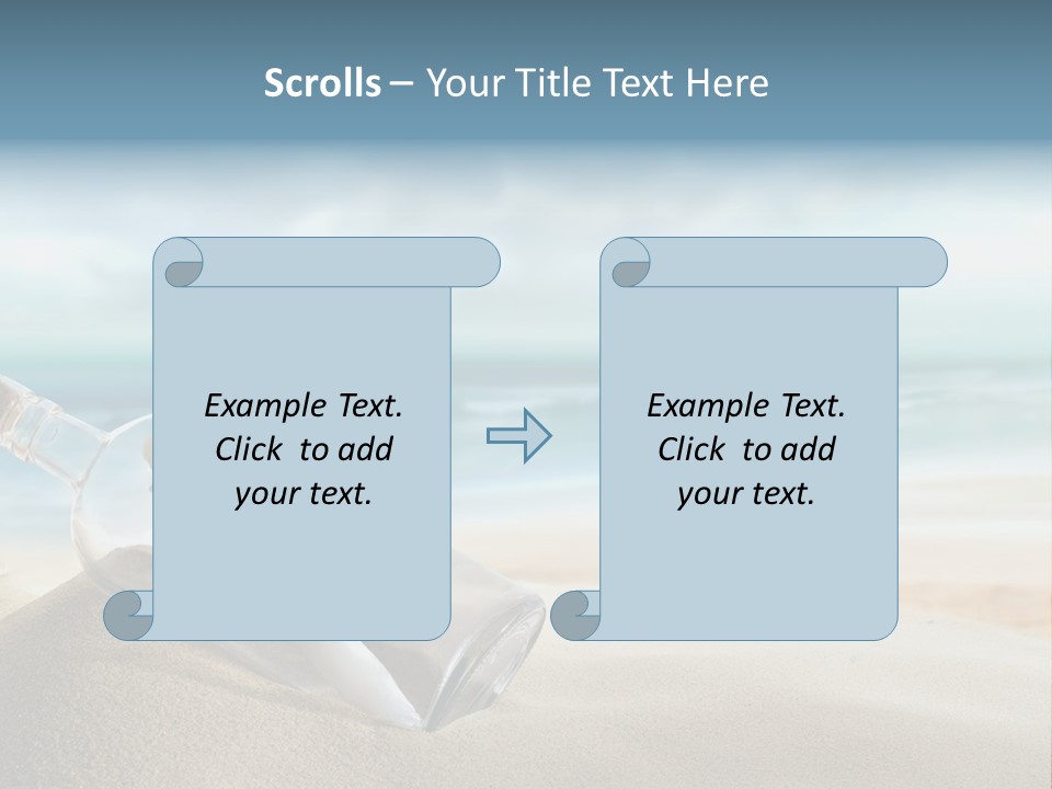 A Message In A Bottle On A Sandy Beach PowerPoint Template