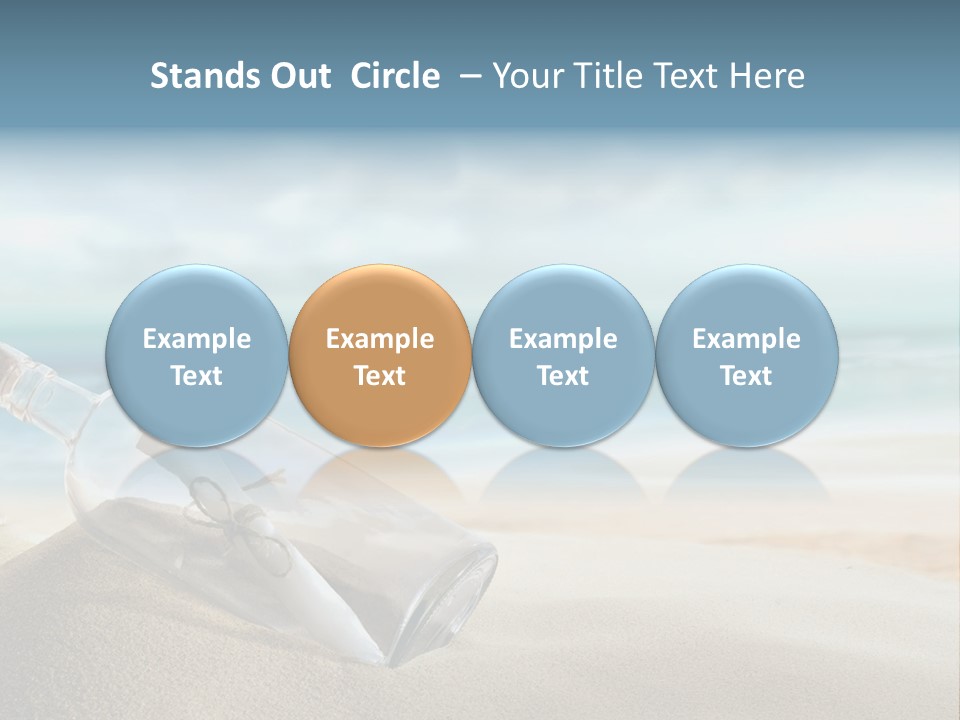 A Message In A Bottle On A Sandy Beach PowerPoint Template
