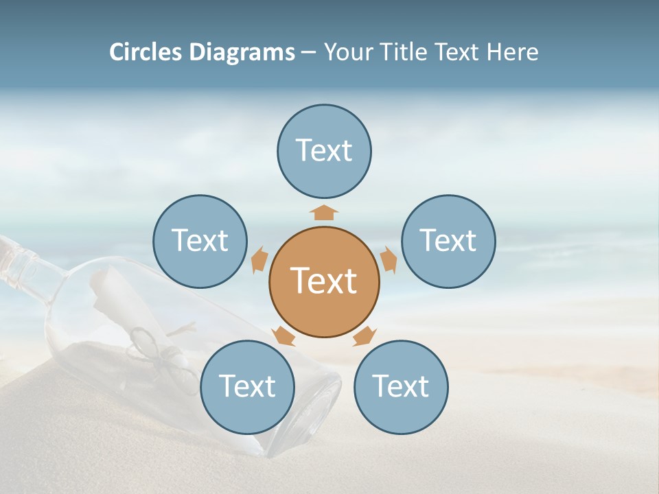 A Message In A Bottle On A Sandy Beach PowerPoint Template