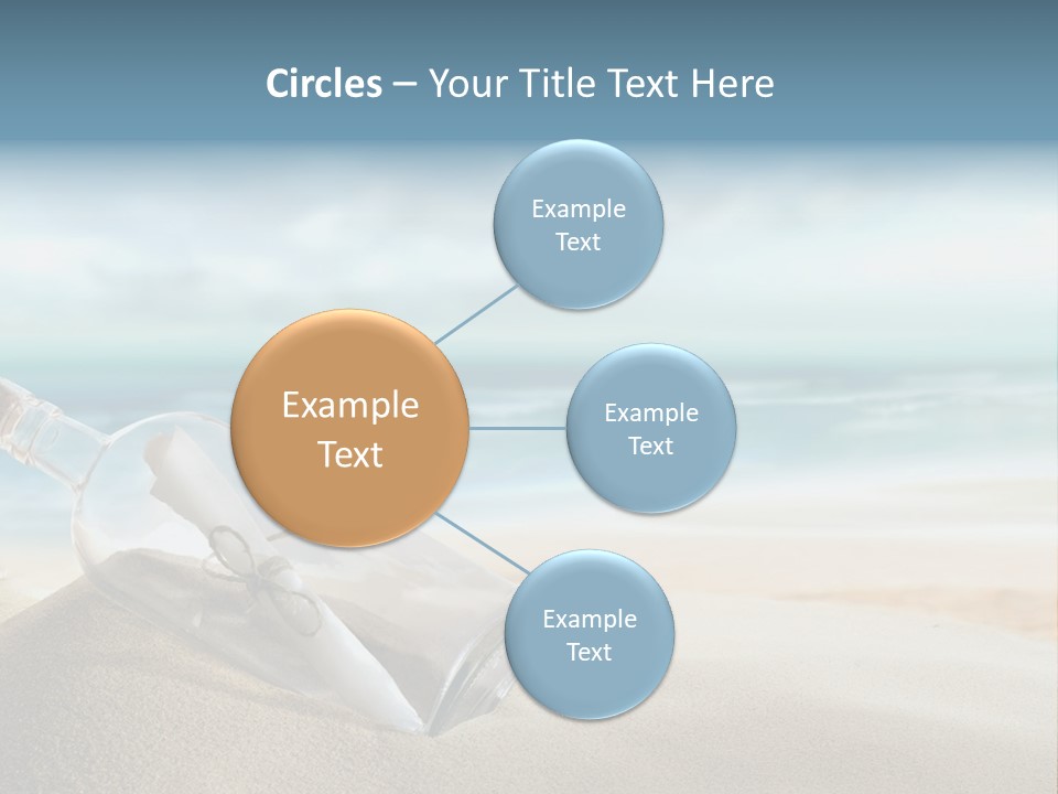 A Message In A Bottle On A Sandy Beach PowerPoint Template