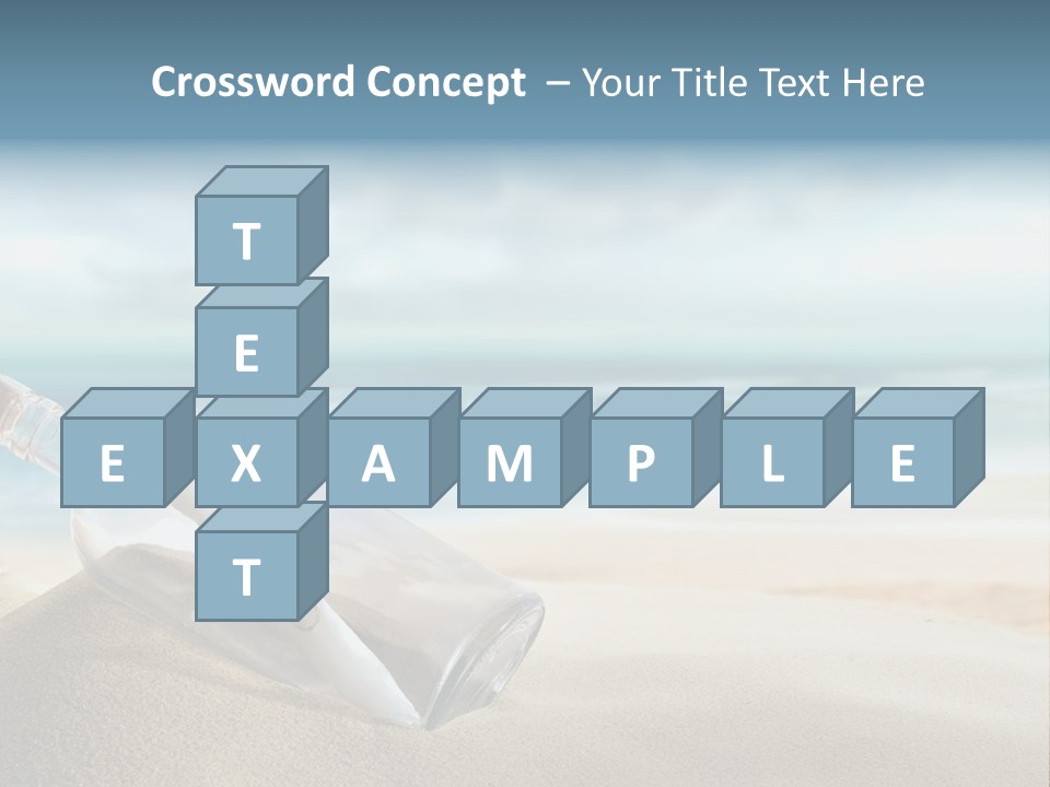 A Message In A Bottle On A Sandy Beach PowerPoint Template