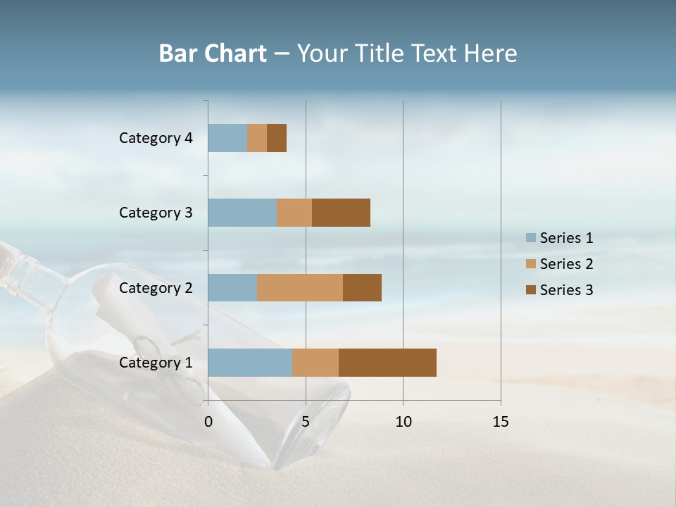 A Message In A Bottle On A Sandy Beach PowerPoint Template