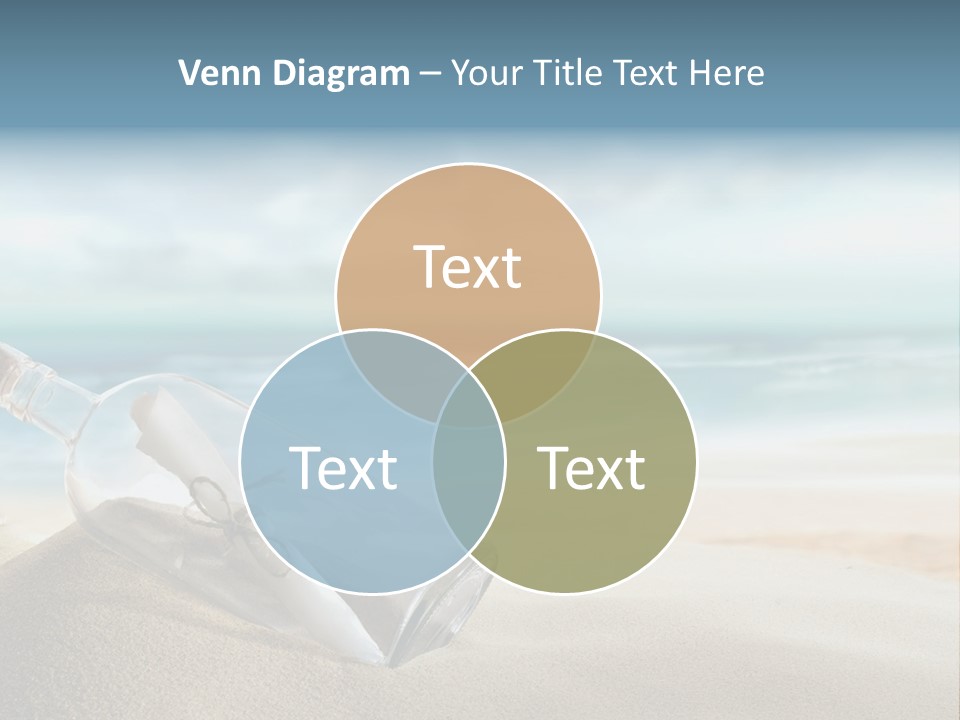 A Message In A Bottle On A Sandy Beach PowerPoint Template