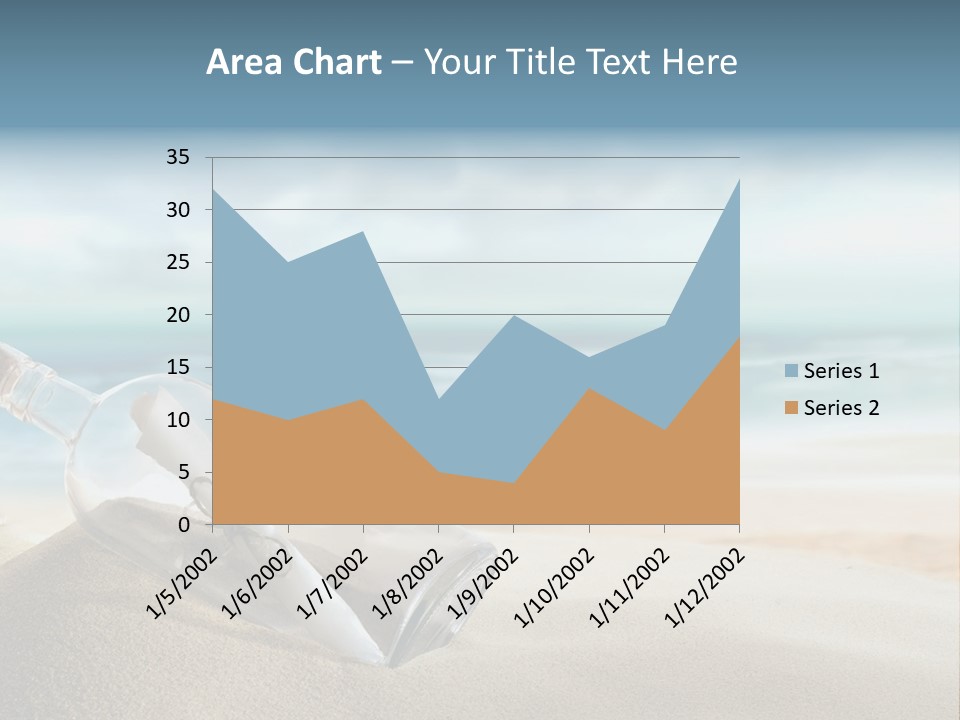 A Message In A Bottle On A Sandy Beach PowerPoint Template