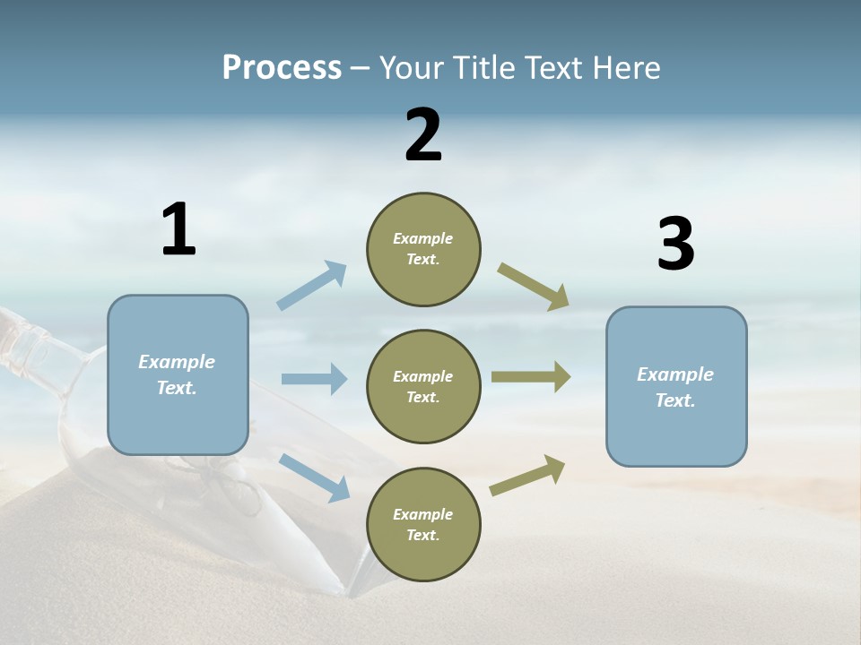 A Message In A Bottle On A Sandy Beach PowerPoint Template