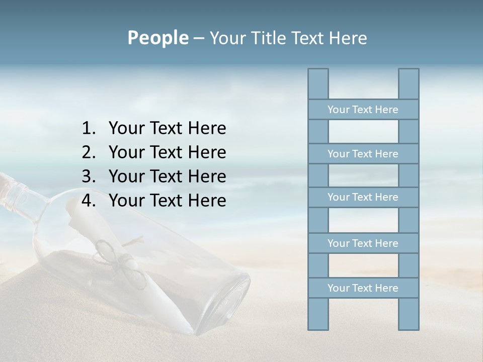 A Message In A Bottle On A Sandy Beach PowerPoint Template