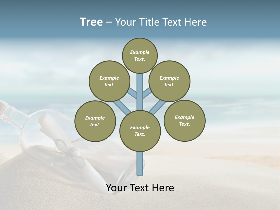 A Message In A Bottle On A Sandy Beach PowerPoint Template