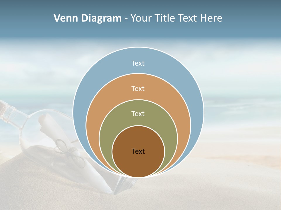 A Message In A Bottle On A Sandy Beach PowerPoint Template