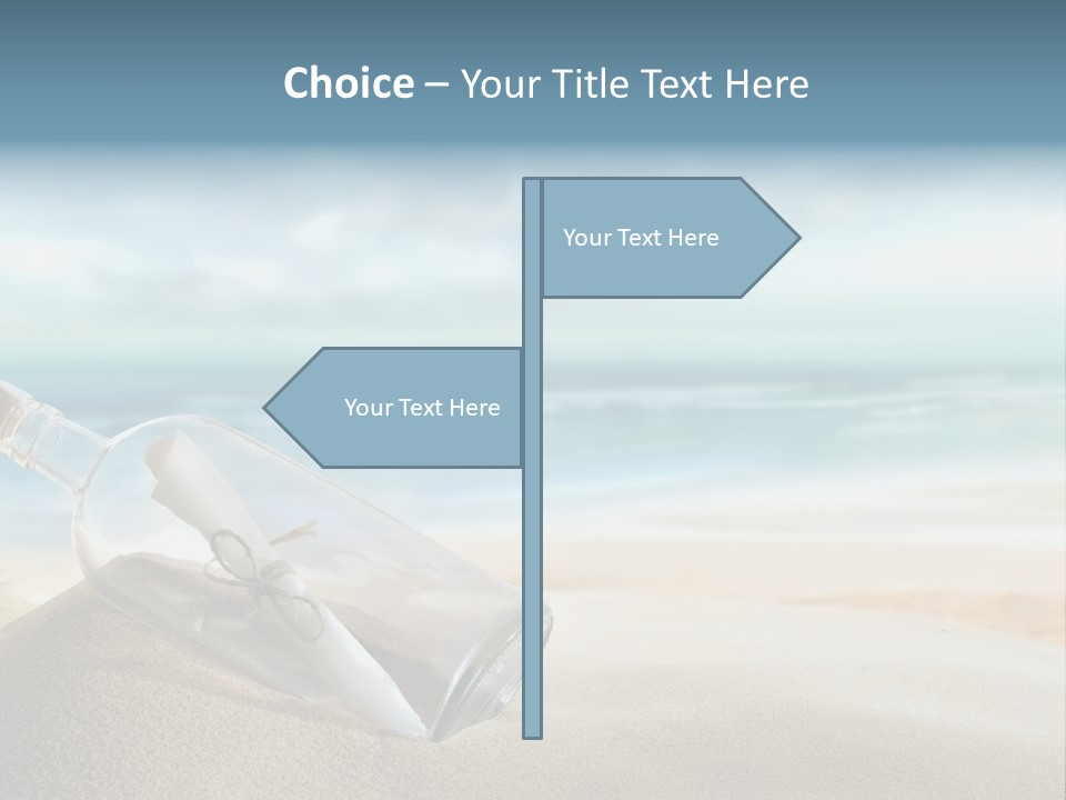 A Message In A Bottle On A Sandy Beach PowerPoint Template