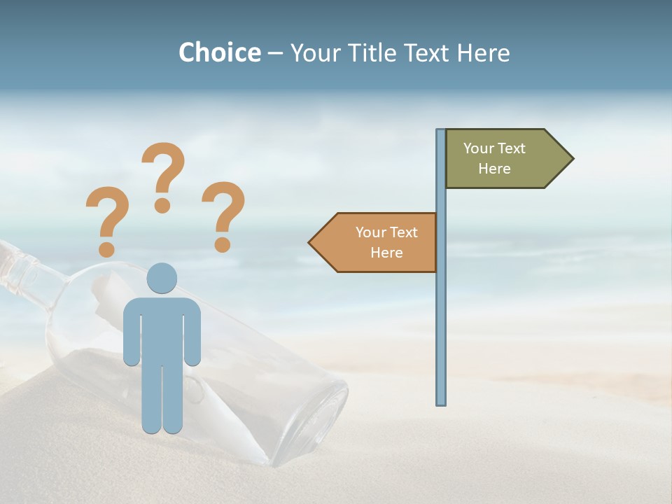 A Message In A Bottle On A Sandy Beach PowerPoint Template