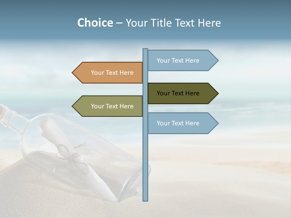A Message In A Bottle On A Sandy Beach PowerPoint Template
