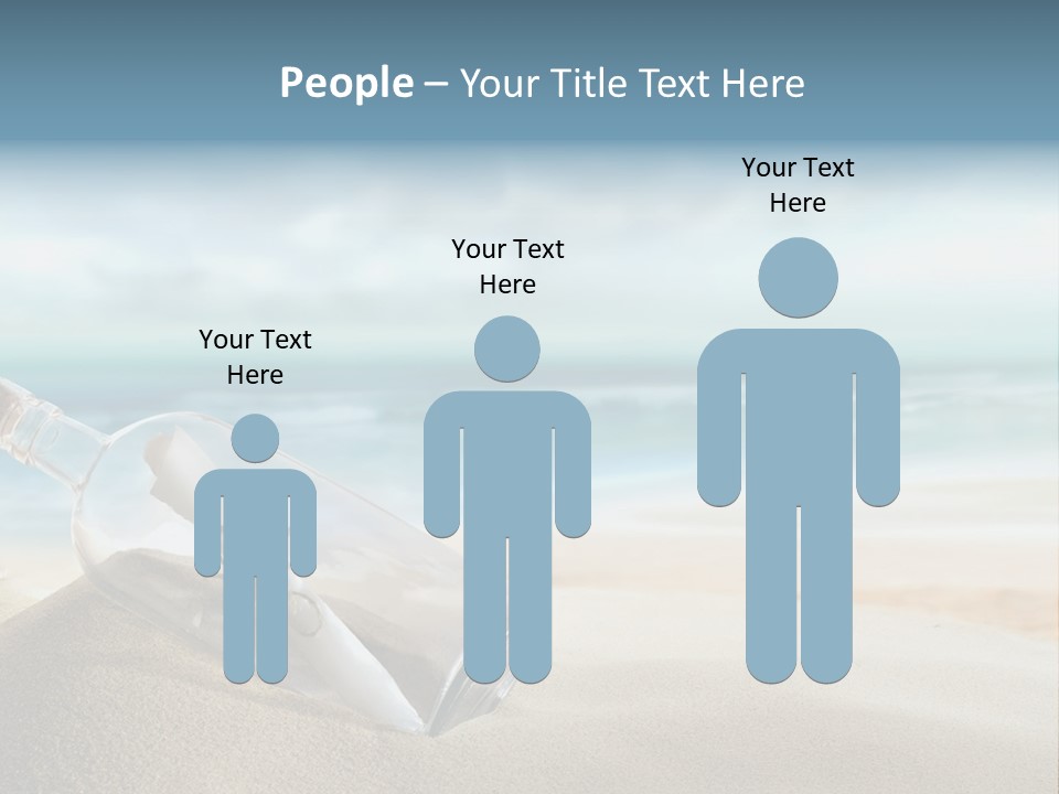 A Message In A Bottle On A Sandy Beach PowerPoint Template