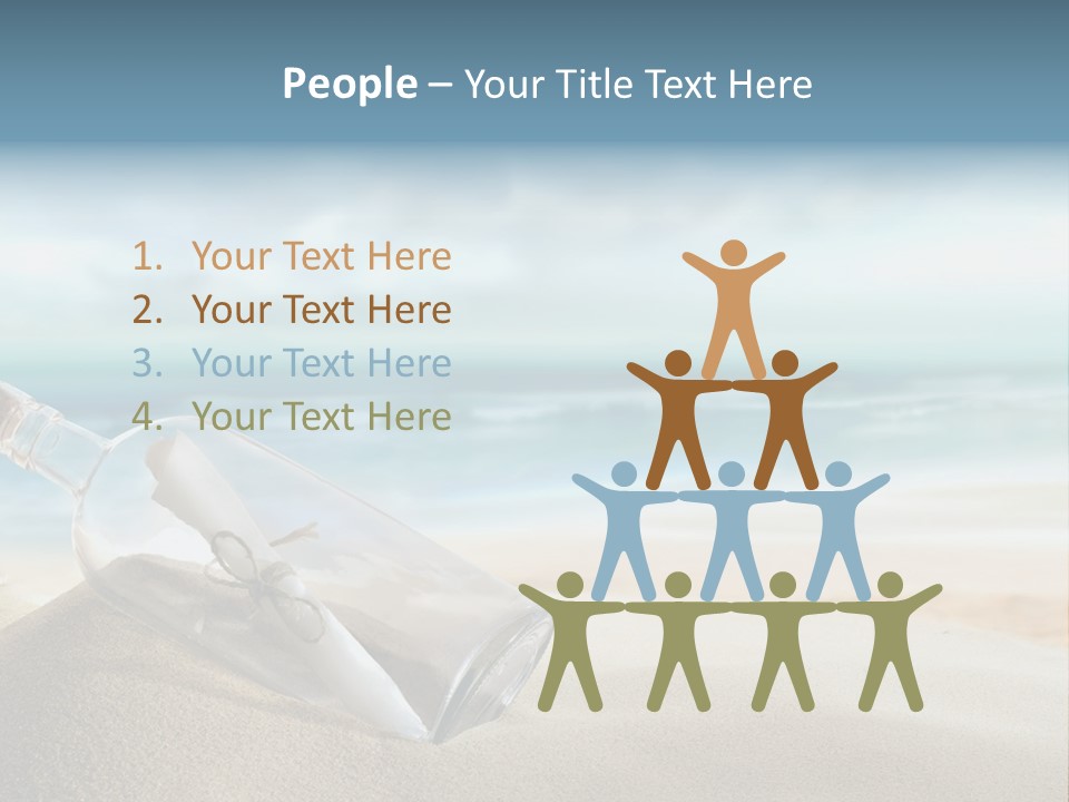 A Message In A Bottle On A Sandy Beach PowerPoint Template