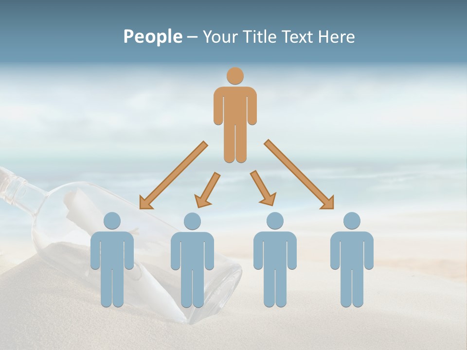 A Message In A Bottle On A Sandy Beach PowerPoint Template