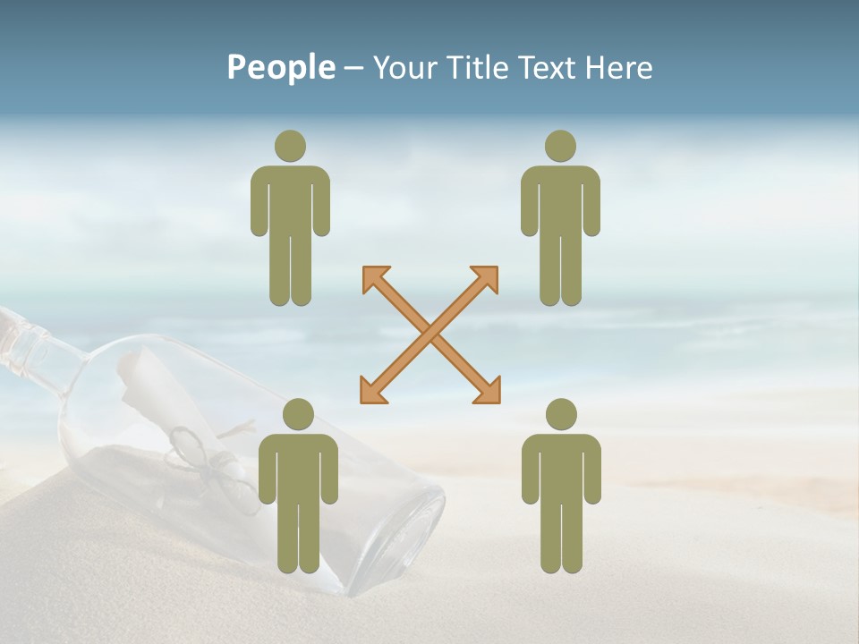 A Message In A Bottle On A Sandy Beach PowerPoint Template