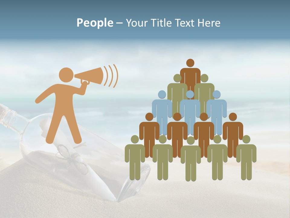 A Message In A Bottle On A Sandy Beach PowerPoint Template