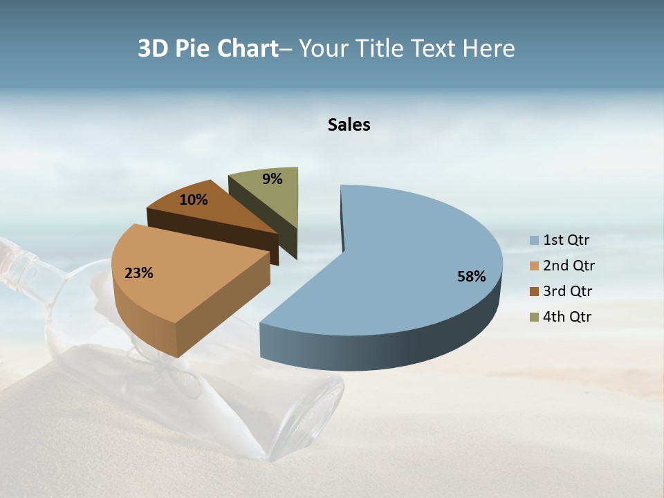 A Message In A Bottle On A Sandy Beach PowerPoint Template
