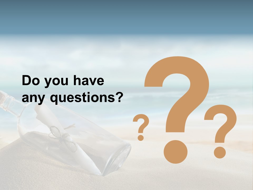 A Message In A Bottle On A Sandy Beach PowerPoint Template